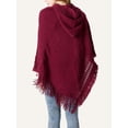 thumbnail image 4 of StylesILove Women Knitted Hooded Poncho Crochet Pattern Pullover Cardigan Soft Wrap (Burgundy), 4 of 4