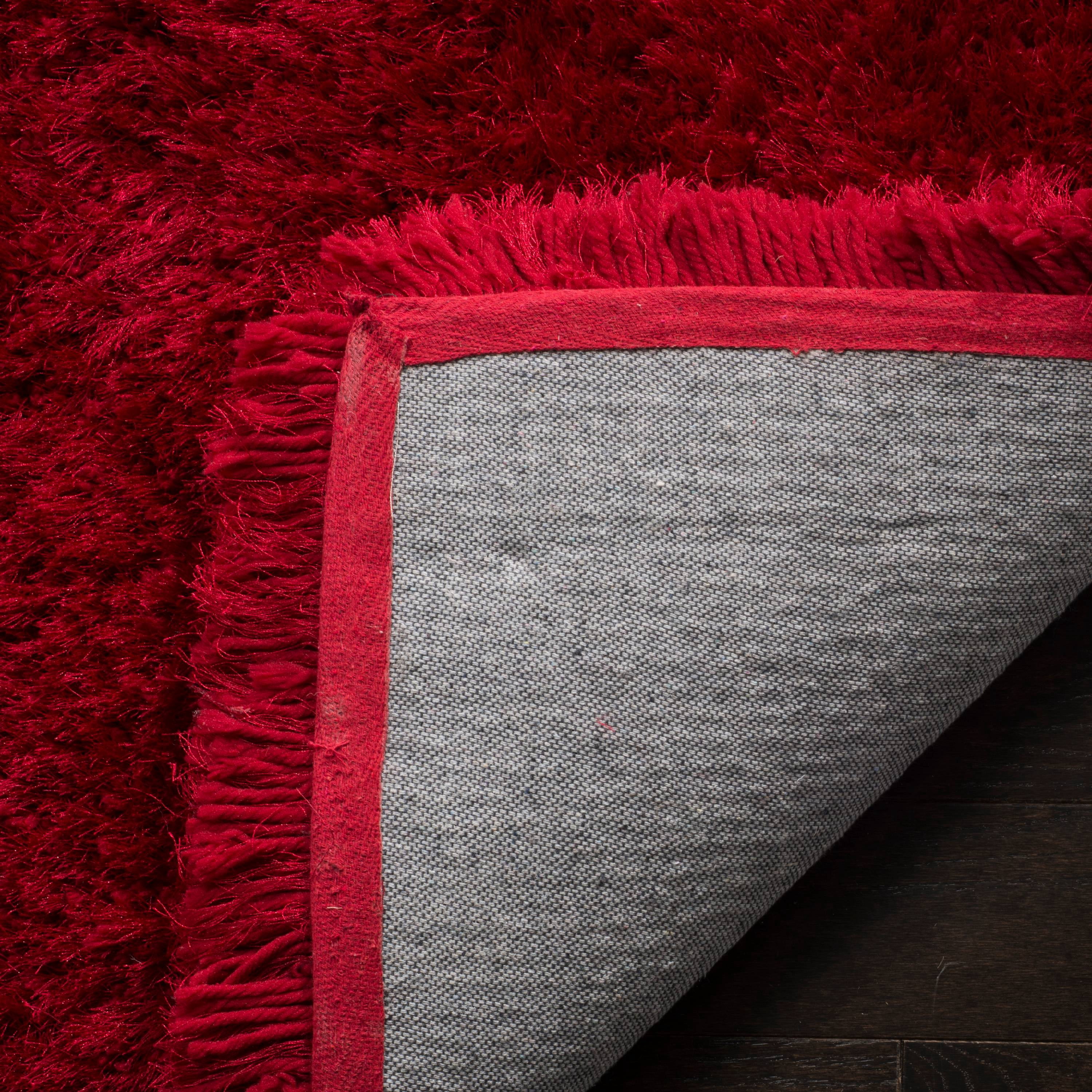SAFAVIEH Luxe Paxton Solid Plush Polyester Shag Area Rug, Red, 5' x 8'