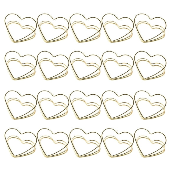 Miangastore Pinces à Papier en Métal Cœur Coloré Doré 20 Pcs 1.2x1x0.05 Po