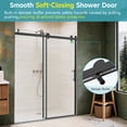 thumbnail image 5 of BCANHOME 60"W x 76"H Single Sliding Frameless Shower (With Buffer Damping System),Soft Closing,10 mm (3/8") Tempered Glass,Anti-Rust,No Water Stain,Explosion-Proof Film,Easy-Clean,Smooth,Black B6001, 5 of 23