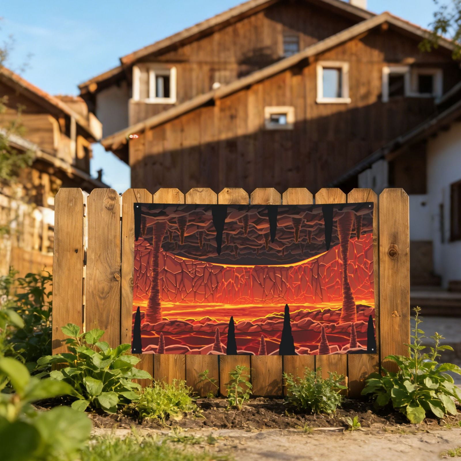 Hot Cave With Lava Four Hole Decorated Banner Flag for Garden Yard Home Decoration Indoor Outdoor 4x6 Ft