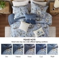 thumbnail image 6 of Blue Queen Vintage Floral Comforter Set 7-Piece, Cotton Blend Reversible Bedding with Bed Skirt, 6 of 17
