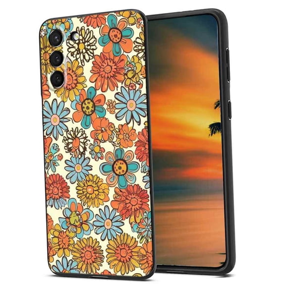 Compatible with Samsung Galaxy S22+ Plus Phone Case, Retro-Groovy-Floral-Hippie13 Case Men Women, Flexible Silicone Shockproof Case for Samsung Galaxy S22+ Plus
