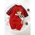 thumbnail image 5 of Bagilaanoe Newborn Baby Girl Boy Christmas Jumpsuit Deer Print Long Sleeve Bodysuit 3M 6M 9M 12M 18M Infant Knit One Piece Romper, 5 of 9