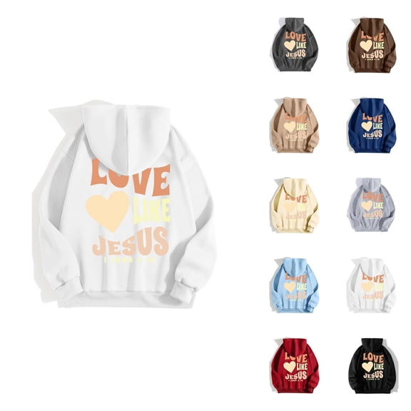 Jesus Hoodie for Women 2026 Trendy Fall Winter Christian Love Like Jesus Hooded Sweatshirt with Pockets Pullover Top