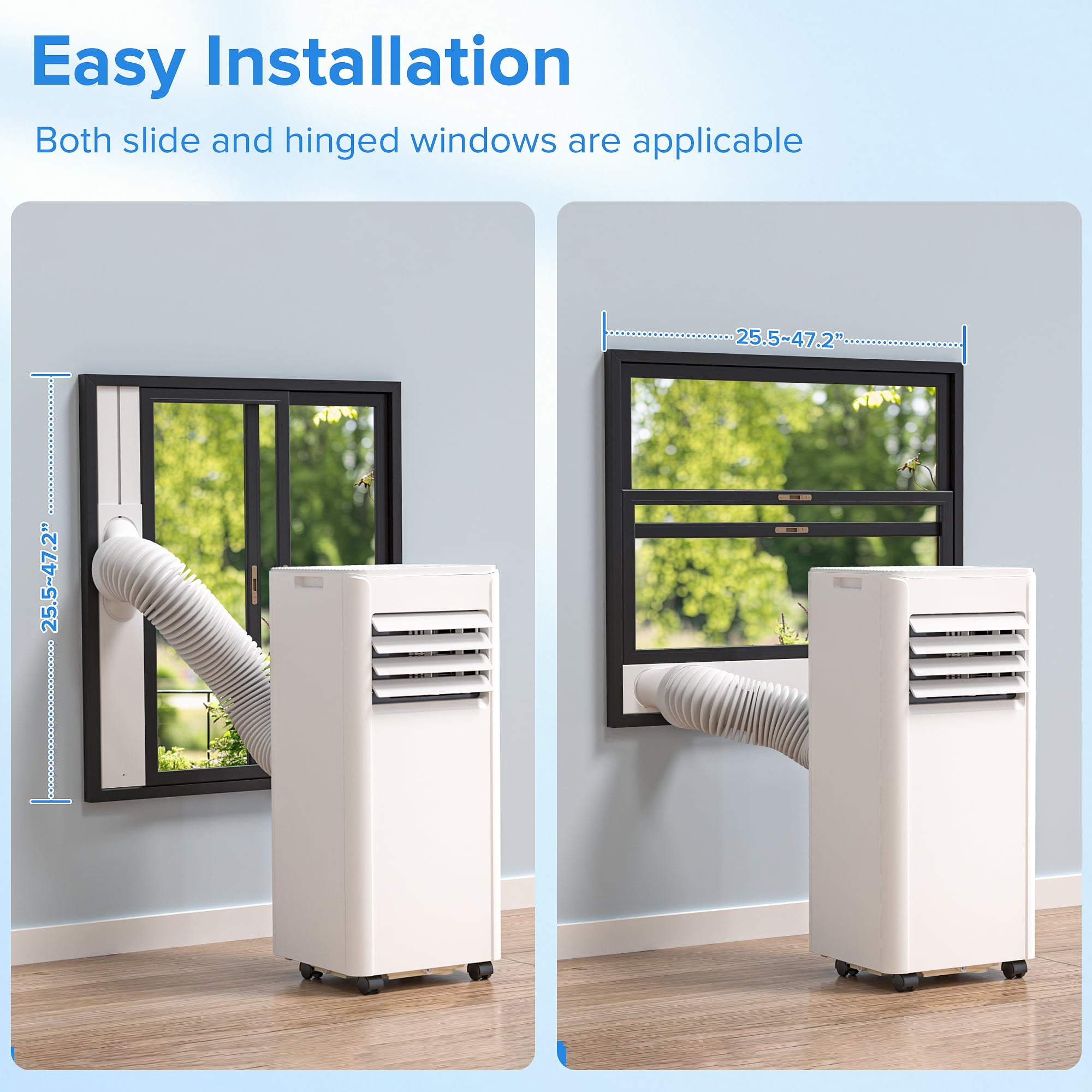 KISSAIR 8000 BTU Portable Air Conditioner, Dehumidifier, Fan, Sleep Mode, 4 in 1 AC with 24-Hour Timer