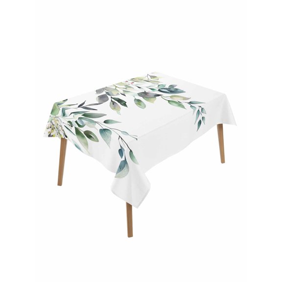 Eucalyptus Leaves Rectangle Tablecloth, Watercolor Weeping Teal Botanical Waterproof & StainResistant Tablecloth, Washable Oil-proof Table Cover for Dining/Party/Wedding/Camping/Buffet 60x84 In