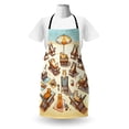 thumbnail image 3 of Cat Apron, Summer Time Fun Cartoon Sandy Beach Scene with Happy Kittens in Sun Beds, Unisex Kitchen Bib with Adjustable Neck for Cooking Gardening, Adult Size, Beige Orange Pale Blue, by Ambesonne, 3 of 4