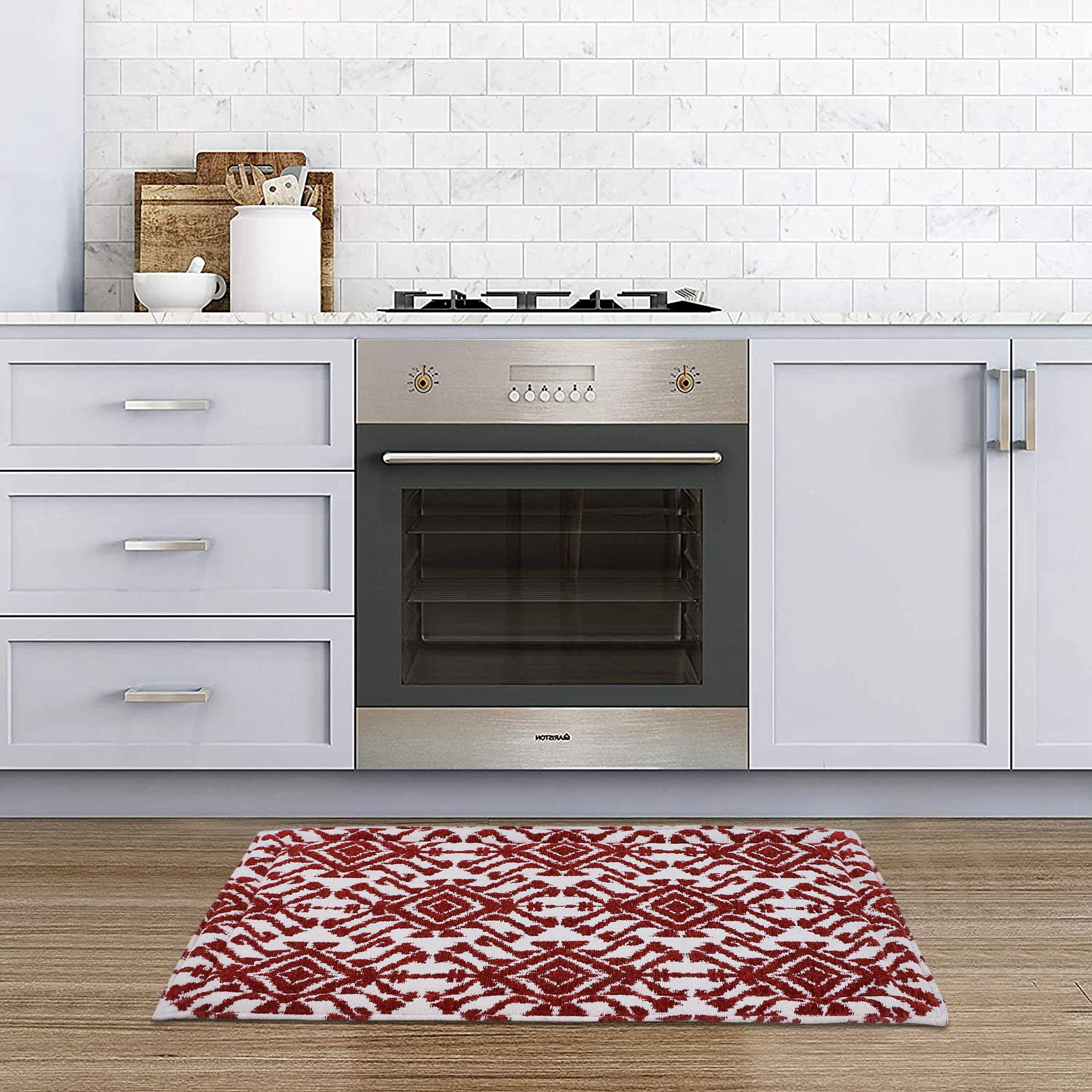 Rugsmith Red Machine Woven Rancho Anti-Fatigue Kitchen Mat, 20" x 36"