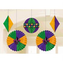 Mardi Gras Deluxe Hanging Decorations (5pc)