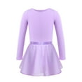 thumbnail image 2 of inlzdz Girls Ballet Dance Outfits Long Sleeves Gymnastics Leotard with Ruffled Hem Tied Skirt Set Lavender 2-3, 2 of 7