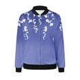 thumbnail image 5 of VINUSLI Women's Floral Bomber Jacket Jackets for Women 2024 Full Zip Bomber Jacket Lightweight Fall Winter Coats Long Sleeve Oversized Windbreaker Purple,S, 5 of 5