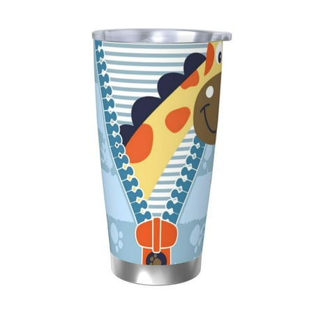 

Zeuib Giraffe Come Out From Zipper Printed 20oz Stainless Steel Insulated Car Cup Stainless Steel Thermal Cup Vacuum Insulated Leak-proof Travel Mug Cup-Without Straw