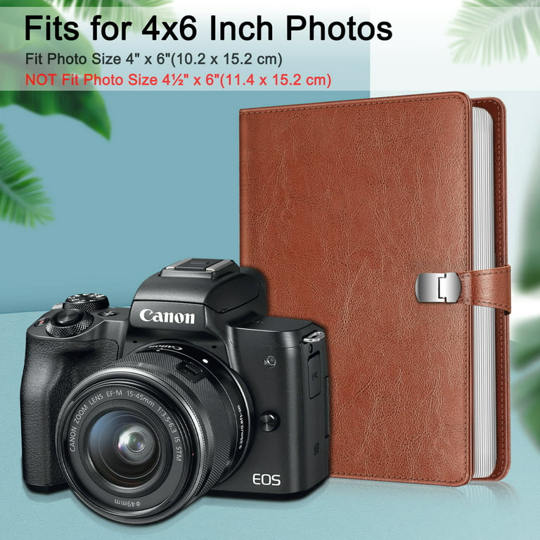 Fintie Photo Album 4x6 Photos - 112 Photos Premium Vegan Leather Cover with  Snap Fastener, Portable Wallet Photo Albums, Autumn Love