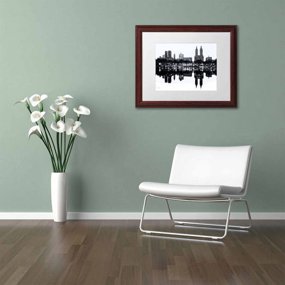 Trademark Fine Art "Central Park West II" Canvas Art by David Ayash, White Matte, Wood Frame