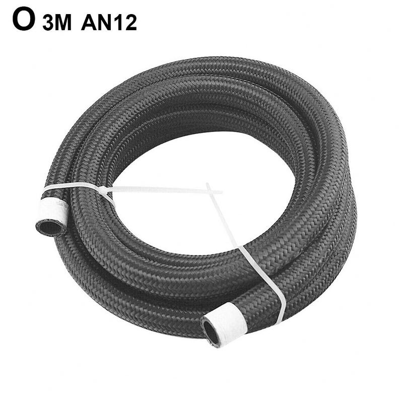 Black Fuel Hose Oil Gas Line AN4AN12 Nylon Steel Braided NEW 2021 A3N9