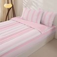thumbnail image 2 of Castle Fairy Boho Thin Vertical Stripe Zipper Twin Comforter Sets with Fitted Sheet and 2 Pillowcases,Tribal Wide Band Zipper Bedding Set,Pale Pink White,Reversible, 2 of 7