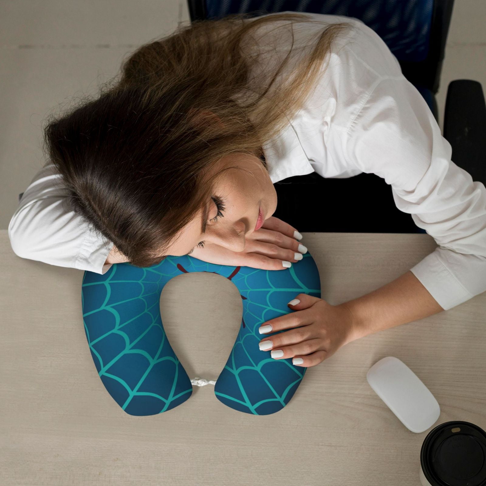 Xecao Spider And Cobweb Print Memory Foam Cervical Neck Pillow Versatile U-Shaped Pillows for Home,Office,Camping,Travelling,Soft Washable Cover
