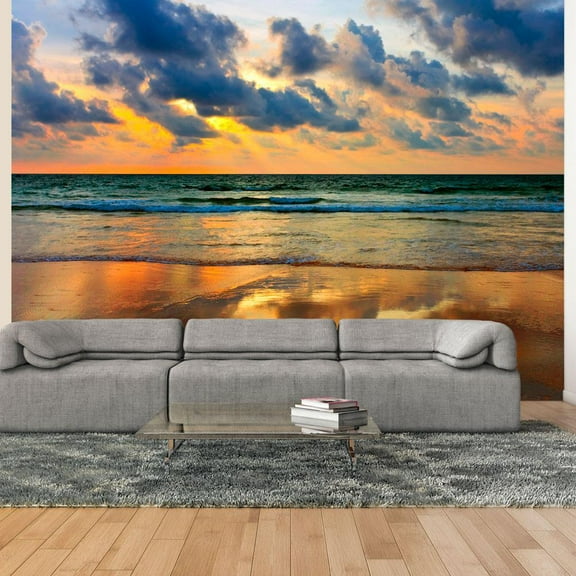 Tiptophomedecor Landscape Wallpaper Wall Mural - Colorful Sunset Over The Sea