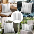 thumbnail image 4 of Throw Pillow Covers, Grey Vertical Stripes Decorative Throw Pillow Covers 20x20 Inch, Geometric Farmhouse Striped Square Linen Pillow Cases for Couch/Living Room/Sofa, 4 of 9