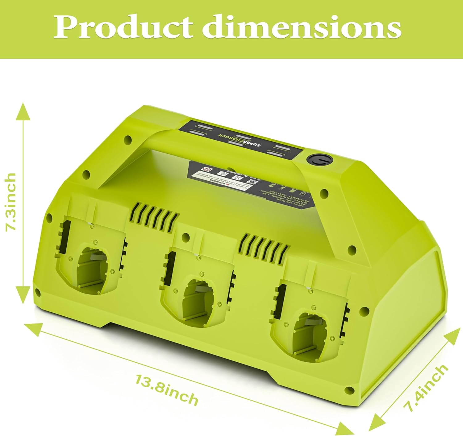 18V 6 Ports Rapid Charger Station for Ryobi P180 P135 18V ONE+ Supercharger for P100 / P102 / P105 / P107 / P108 / P189 / P190 / P193 ,Compatible with All Ryobi ONE+ 18V Battery Without USB Port