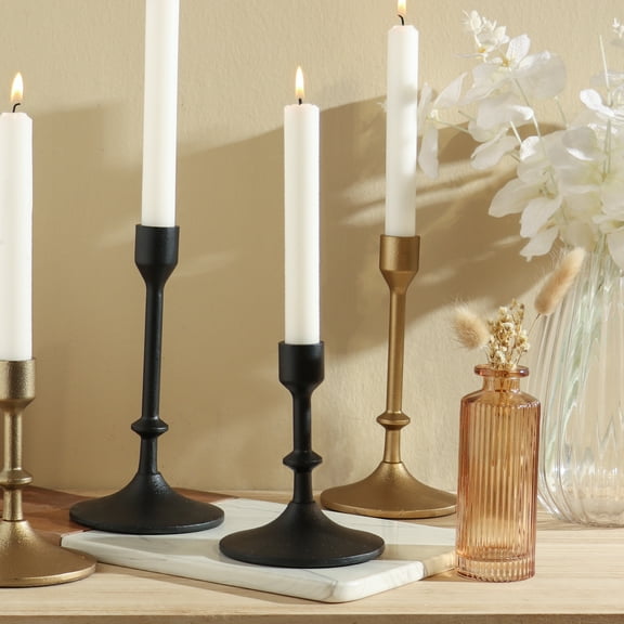 Better Homes & Garden 5.31" Decorative Black Cast Iron Taper Candle Holder, Medium