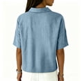 thumbnail image 7 of Dweltoz Tops for Women Collared Button Down Elbow Half Sleeve Lightweigth Casual Tops V Neck Solid Tennis Tee Shirts,Light Blue L, 7 of 7