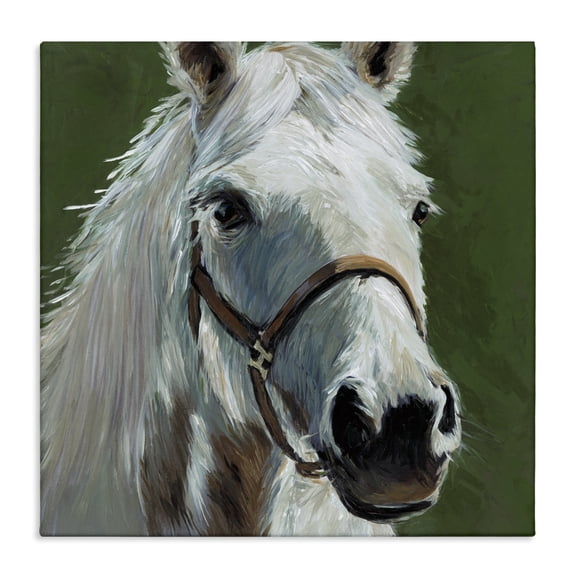 Stupell Industries White Horse on Green Canvas Wall Art design by Wani Pasion, 17 x 17