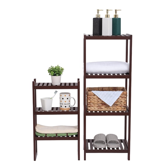 100% Bamboo Bathroom Rack, Multi - Functional And Removable 7-Layer Shelf, Multi - Function 72 * 43.5 * 160.7Cm Dark Brown