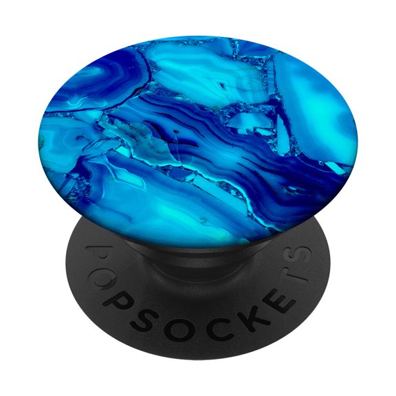 PopSockets PopGrip azul efecto mármol, diseño azul claro