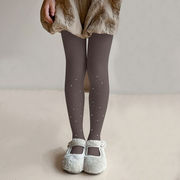 Cowsor Toddler Baby Girls Winter Fleece Lined Leggings Knit Thick Warm Full Length Tights Basic Velvet Pants