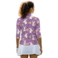 thumbnail image 3 of HUIACONG Purple Easter Egg Heart Women's Golf Polo Shirts, Anti-Wrinkle Quarter Zip 3/4 Sleeve Athletic Golf Shirts Quick Dry Quick Dry Golf Shirt Women, 3 of 10