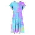 thumbnail image 4 of ZACPNCV Robe Fille Manches à Volants à Étages Évasée Ligne A Mignonne Midi Décontractée Robe d'Été Bleu 7-8 Ans, 4 of 9