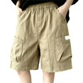 thumbnail image 2 of UACY Linen Bermuda Shorts for Boys Lightweight Summer Hiking Cargo Shorts Quick Dry Wide Leg Quick Dry Short Knee Length (Green, 3-4 Years), 2 of 7