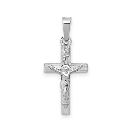 14K White Gold INRI Crucifix Pendant Charm Polished Rhodium-Plated 25 mm 14K White Gold INRI Crucifix Pendant Charm Polished Rhodium-Plated 25 mm