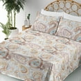 thumbnail image 3 of Ambesonne Paisley Fitted & Flat Sheet with Sham 3 Pcs Set, Soft Oriental Floral Design, Twin XL, Warm Taupe and Pale Coffee, 3 of 5
