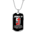 thumbnail image 1 of Be Strong And Courageous Firefighter Stainless Steel or 18k Gold Dog Tag 24" Chain, 1 of 8