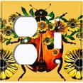 thumbnail image 4 of Metal Light Switch Plate Cover Unique Floral Lady Bug Mustard Yellow BUT014, 4 of 13