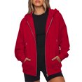 thumbnail image 4 of Resicozy Zip Up Hoodie Women Oversized Y2K Hoodies Casual Long Sleeve Sweatshirts Fall Spring Track Jackets with Pockets 2026 Red S, 4 of 5