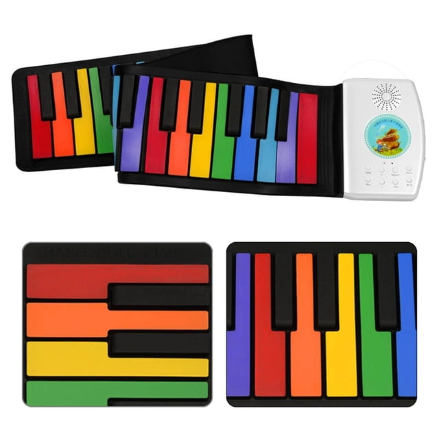 fastboy Piano à Roulettes Électrique Numérique Clavier à Roulettes Piano Cadeaux Arc-en-Ciel