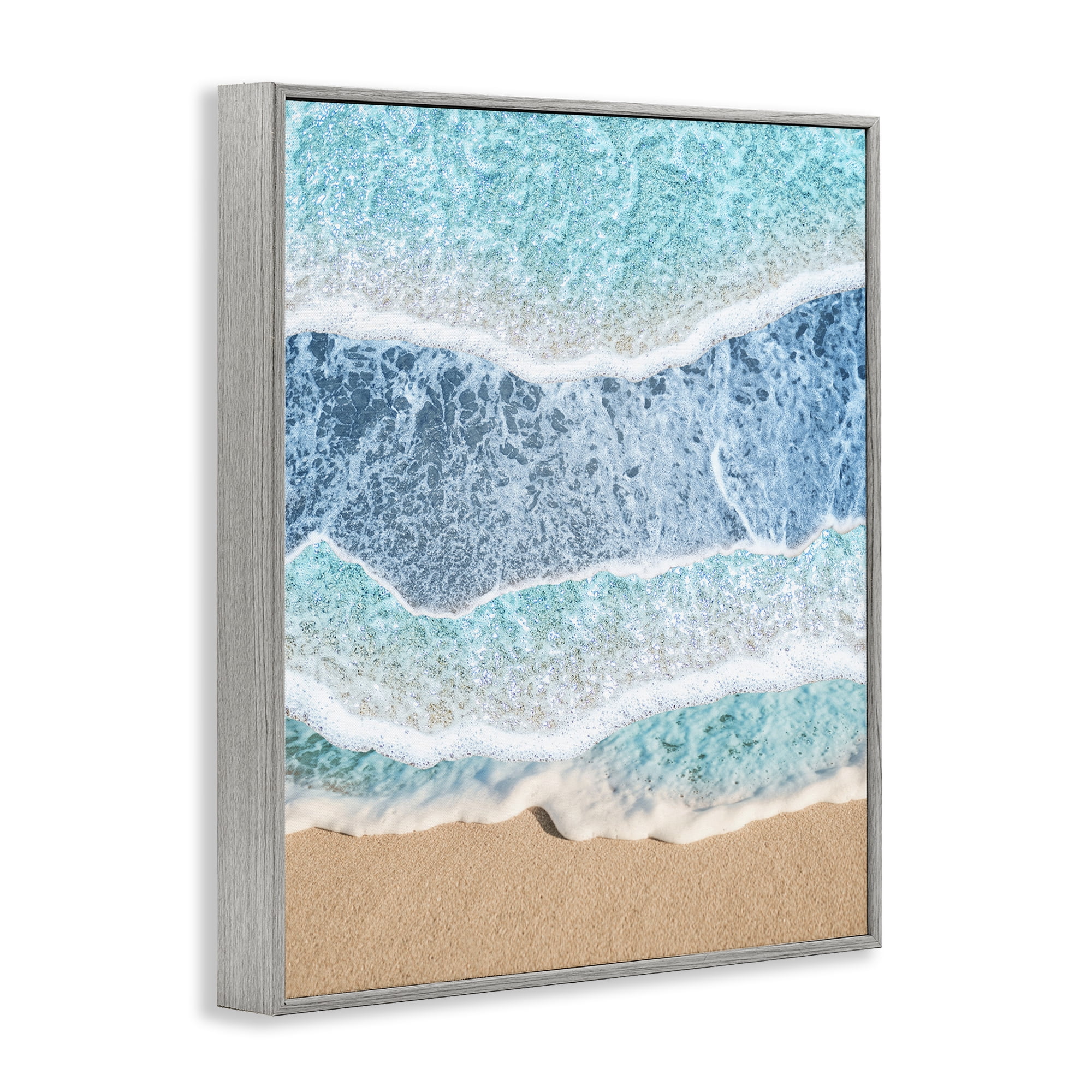 Stupell Industries Overlapping Shore Waves Gray Framed Giclee Art, design by Jesse Keith