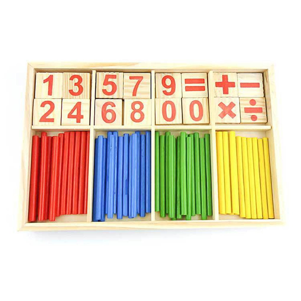 Kids Wooden Mathematical Intelligence Stick Preschool Educational Counting Toy 