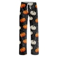thumbnail image 4 of Halloween Sleep Pants for Women Bat Pumpkin Print Drawstring Stretchy Pajama Bottoms, 4 of 5