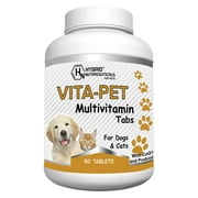 Vita-Pet Multivitamin Tabs for Dogs & Cats, CoQ10, Probiotics, Non-GMO (60 Tablets)