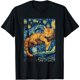 thumbnail image 1 of Cat Lover's Dream: 100% Cotton T-Shirt with Van Gogh-Inspired Starry Night Cat Print, 1 of 6