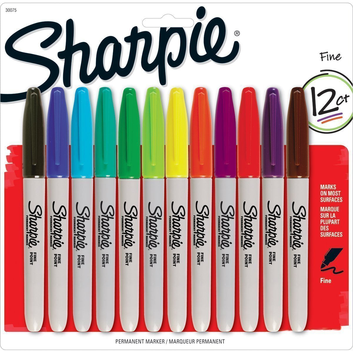 12-Count Fine Point Permanent Marker Assorted