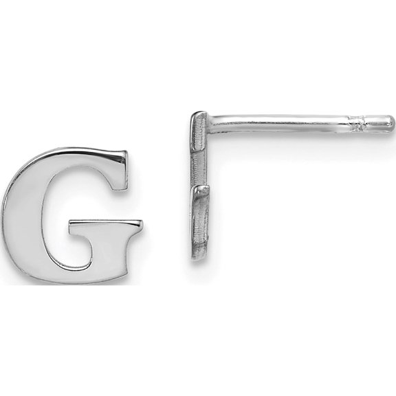 Sterling Silver Rhodium-Plated Letter G Initial Post Earrings Made In United States xne46ss/g