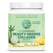 Sunwarrior Beauty Greens Collagen | Pina Colada Collagen Boost Powder with Hyaluronic Acid and Biotin, 300g