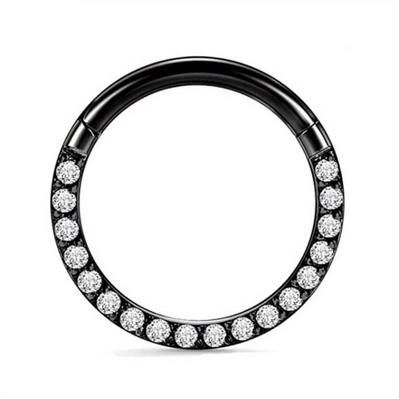 APIPEE Titanium Micro Cubic Zirconia Hinged Nose Hoop Ring Jewelry Unisex