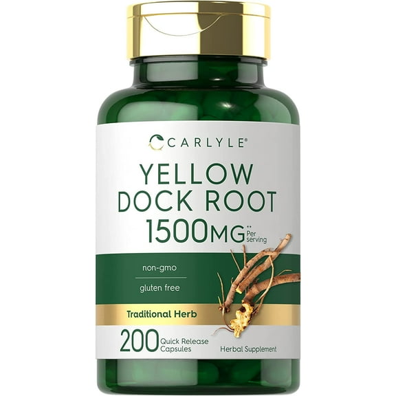Yellow Dock Root Extract | 1500mg | 200 Capsules for Men and Women | by Carlyle